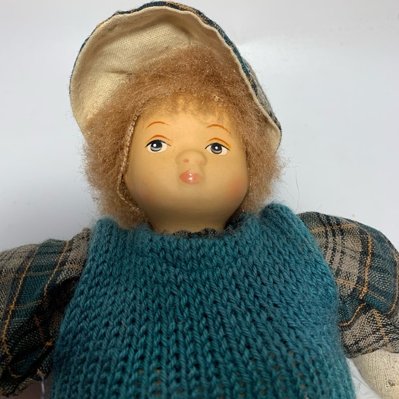 Antique Dutch Boy Doll Stuffed Porcelain Head Hand Painted with Swing - Picture 5 of 6